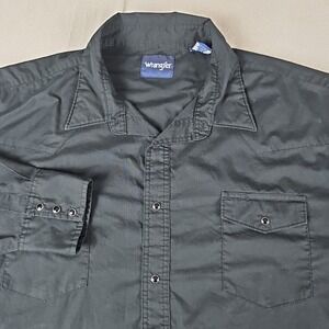 Wrangler Western Snap Men's 4X Big Black Long Sleeve‎ Solid Broadcloth 71105BK